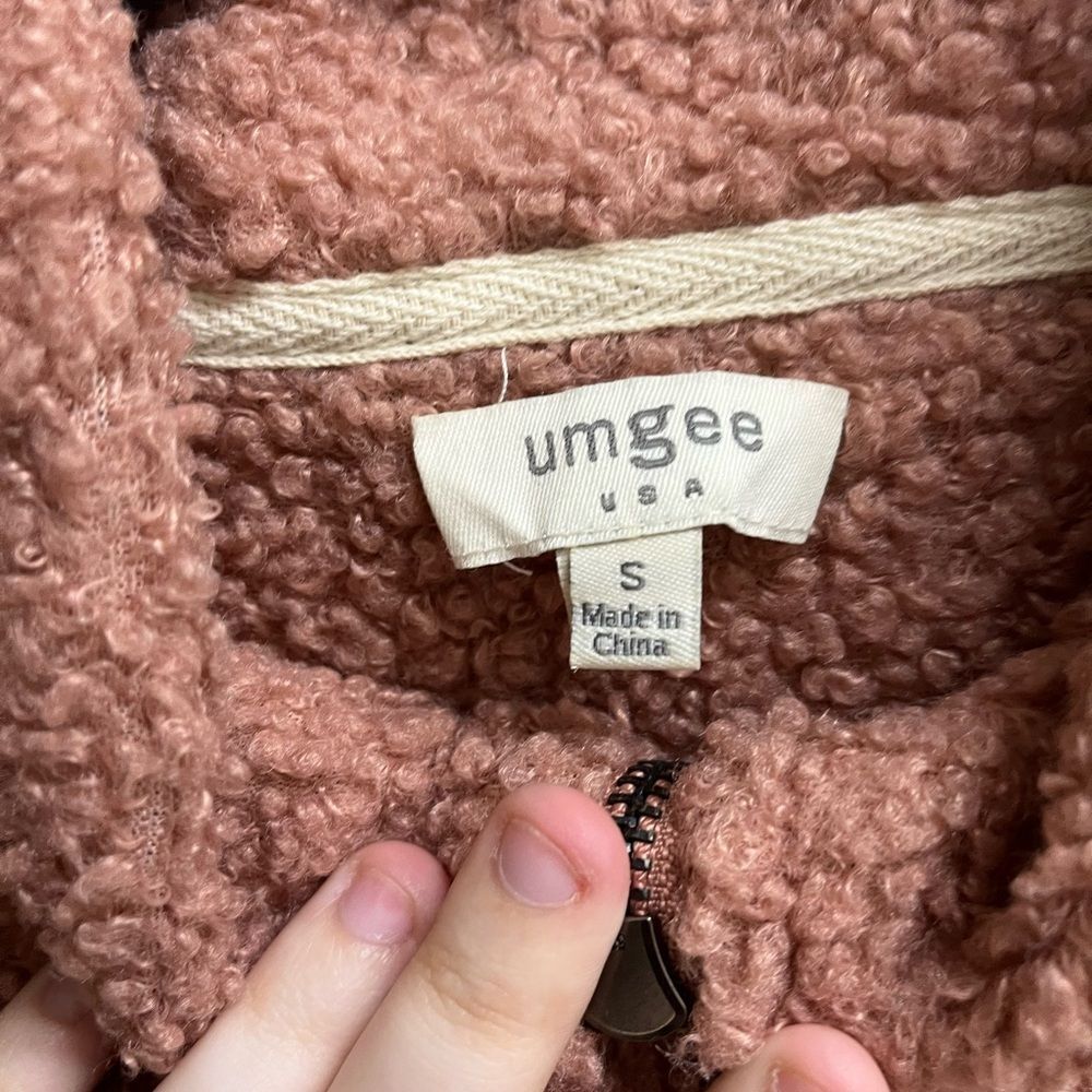 Umgee Dusty Pink Sherpa Full Zip Vest Turtleneck SZ S - Picture 3 of 4